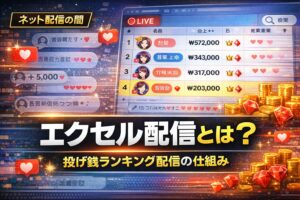 エクセル配信の仕組みイメージ（投げ銭ランキングをリアルタイム表示するライブ配信）